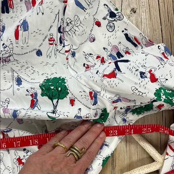 Boden White Long-Sleeve Shirt Dress with Green Tree Print - Picture 7 of 11